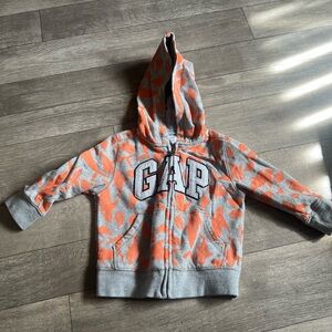 GAP Gray and Orange Camouflage Hoodie Sweatshirt